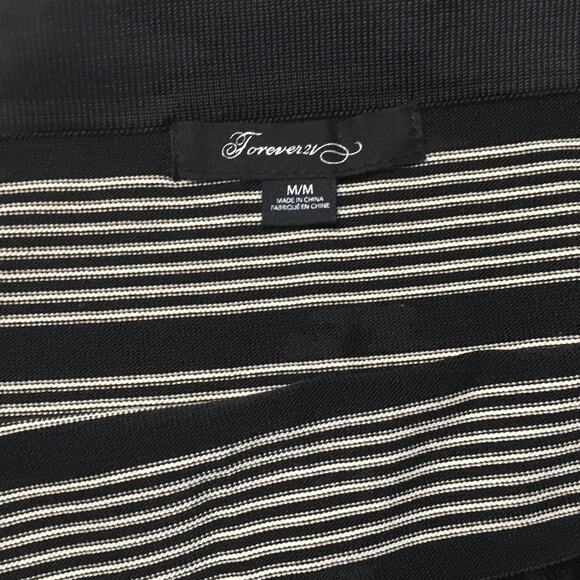 Forever 21 Skirt Black Cream Striped Knit Mini Bodycon Juniors M Career Work - Picture 2 of 7